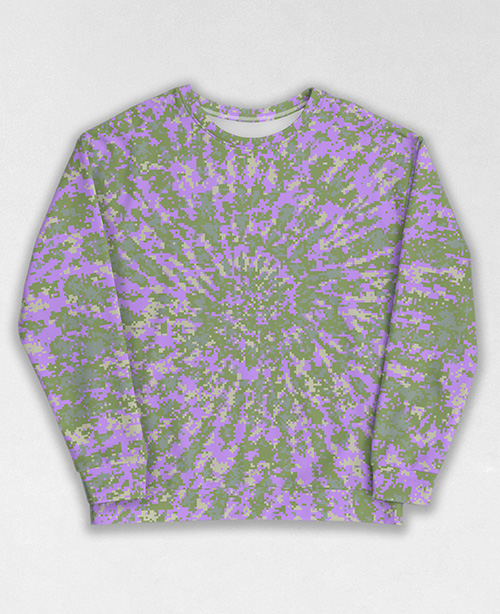 Tie-Dye-Camo Sweatshirt #0790. All over print, precision-cut, and hand-sewn. Super comfortable poly-cotton blend original Digital Camouflage designs by Dan Ellis vague.paris