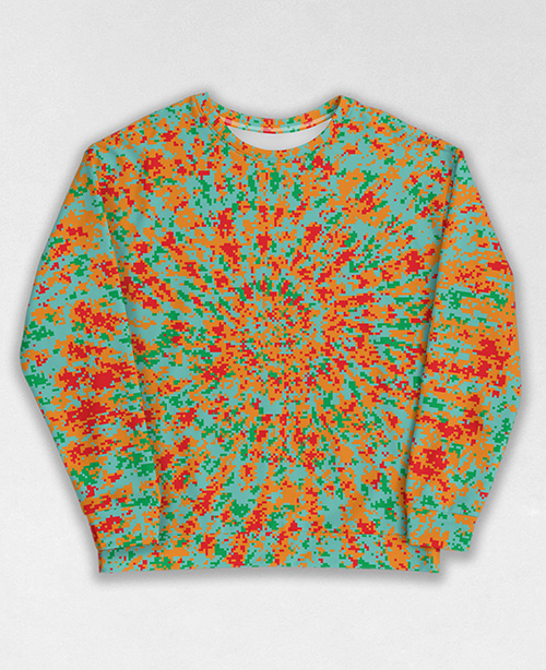 Tie-Dye-Camo Sweatshirt #0792. All over print, precision-cut, and hand-sewn. Super comfortable poly-cotton blend original Digital Camouflage designs by Dan Ellis vague.paris