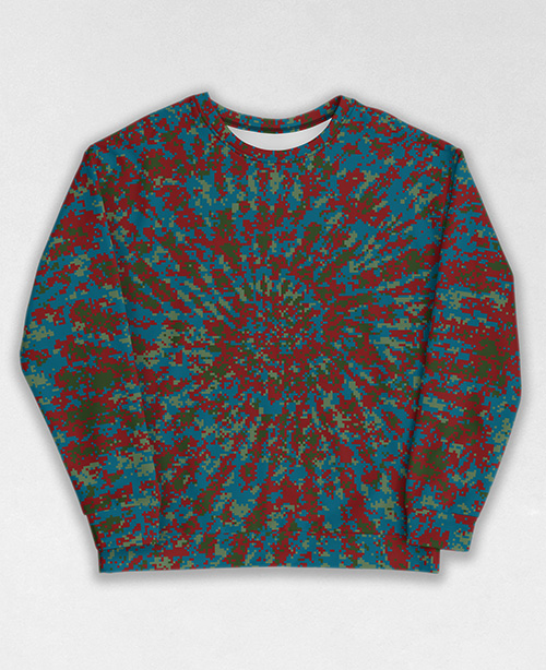 Tie-Dye-Camo Sweatshirt #0793. All over print, precision-cut, and hand-sewn. Super comfortable poly-cotton blend original Digital Camouflage designs by Dan Ellis vague.paris