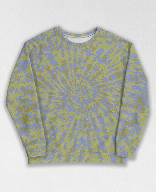 Tie-Dye-Camo Sweatshirt #0794. All over print, precision-cut, and hand-sewn. Super comfortable poly-cotton blend original Digital Camouflage designs by Dan Ellis vague.paris