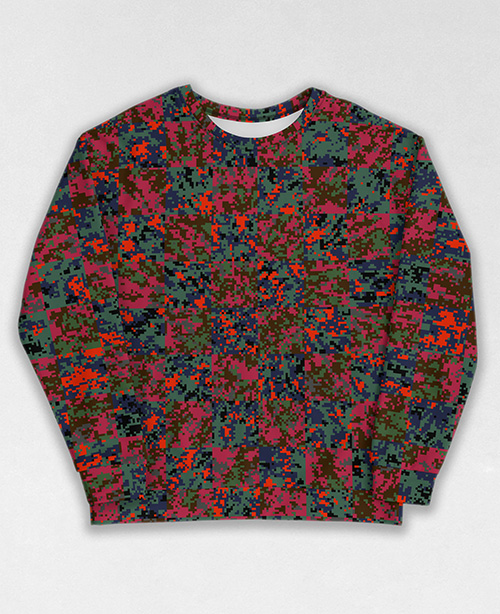 Tie-Dye-Camo Sweatshirt #0803. All over print, precision-cut, and hand-sewn. Super comfortable poly-cotton blend original Digital Camouflage designs by Dan Ellis vague.paris