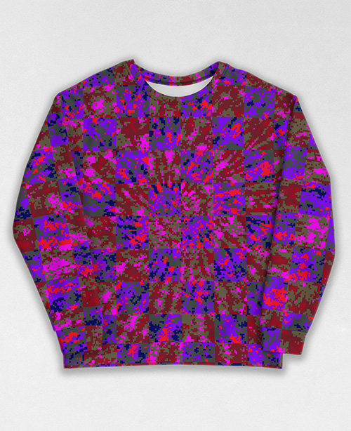 Tie-Dye-Camo Sweatshirt #0804. All over print, precision-cut, and hand-sewn. Super comfortable poly-cotton blend original Digital Camouflage designs by Dan Ellis vague.paris