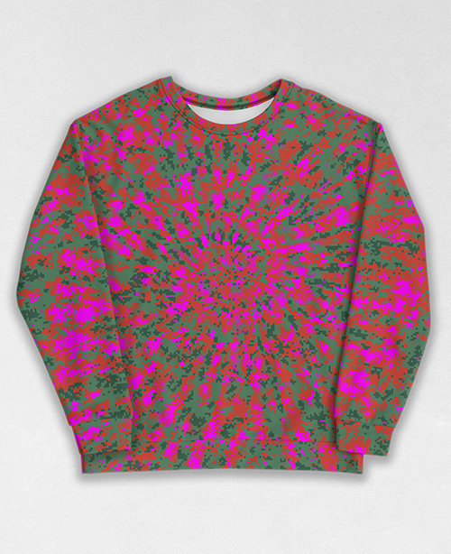 Tie-Dye-Camo Sweatshirt #0807. All over print, precision-cut, and hand-sewn. Super comfortable poly-cotton blend original Digital Camouflage designs by Dan Ellis vague.paris