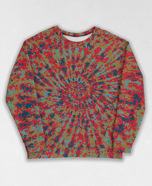 Tie-Dye-Camo Sweatshirt #0808. All over print, precision-cut, and hand-sewn. Super comfortable poly-cotton blend original Digital Camouflage designs by Dan Ellis vague.paris