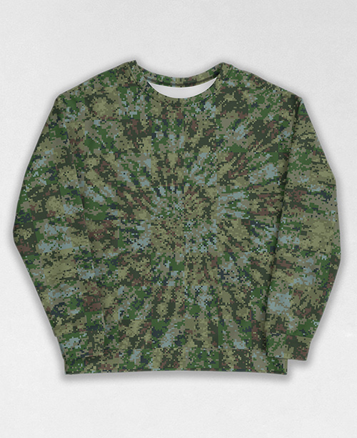 Tie-Dye-Camo Sweatshirt #0810. All over print, precision-cut, and hand-sewn. Super comfortable poly-cotton blend original Digital Camouflage designs by Dan Ellis vague.paris