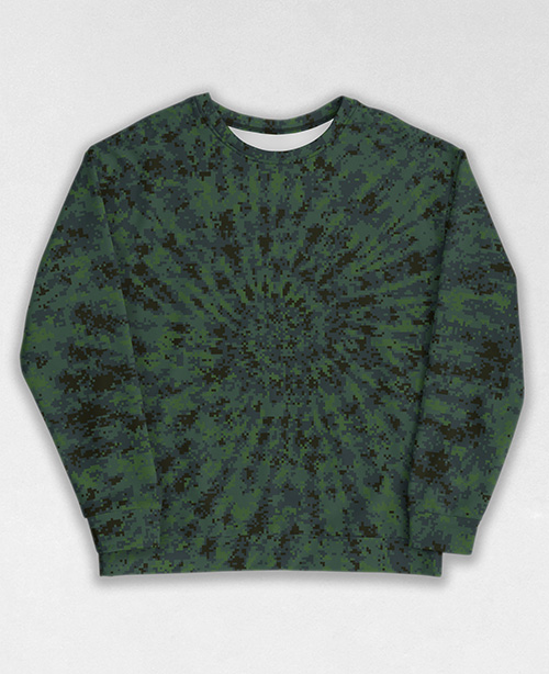 Tie-Dye-Camo Sweatshirt #0812. All over print, precision-cut, and hand-sewn. Super comfortable poly-cotton blend original Digital Camouflage designs by Dan Ellis vague.paris