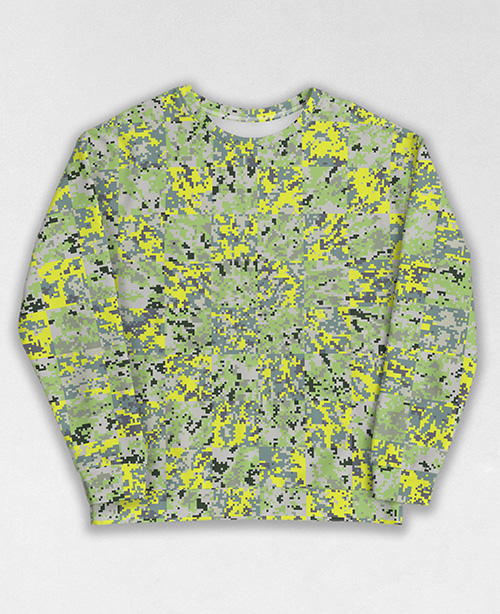 Tie-Dye-Camo Sweatshirt #0816. All over print, precision-cut, and hand-sewn. Super comfortable poly-cotton blend original Digital Camouflage designs by Dan Ellis vague.paris