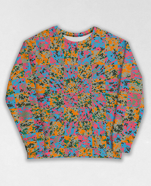 Tie-Dye-Camo Sweatshirt #0817. All over print, precision-cut, and hand-sewn. Super comfortable poly-cotton blend original Digital Camouflage designs by Dan Ellis vague.paris