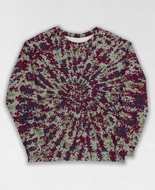 Tie-Dye-Camo Sweatshirt #0819. All over print, precision-cut, and hand-sewn. Super comfortable poly-cotton blend original Digital Camouflage designs by Dan Ellis vague.paris