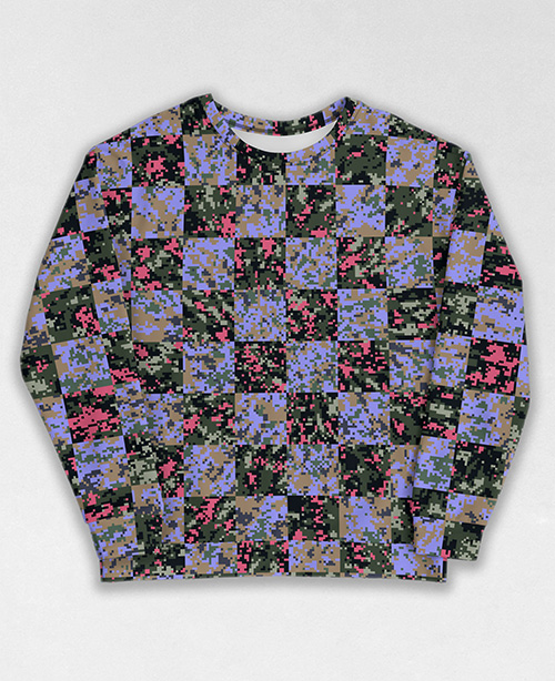 Tie-Dye-Camo Sweatshirt #0821. All over print, precision-cut, and hand-sewn. Super comfortable poly-cotton blend original Digital Camouflage designs by Dan Ellis vague.paris