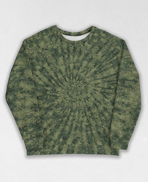 Tie-Dye-Camo Sweatshirt #0824. All over print, precision-cut, and hand-sewn. Super comfortable poly-cotton blend original Digital Camouflage designs by Dan Ellis vague.paris