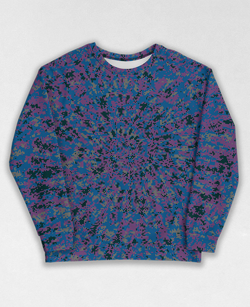 Tie-Dye-Camo Sweatshirt #0832. All over print, precision-cut, and hand-sewn. Super comfortable poly-cotton blend original Digital Camouflage designs by Dan Ellis vague.paris