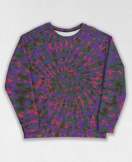 Tie-Dye-Camo Sweatshirt #0836. All over print, precision-cut, and hand-sewn. Super comfortable poly-cotton blend original Digital Camouflage designs by Dan Ellis vague.paris