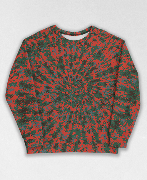 Tie-Dye-Camo Sweatshirt #0838. All over print, precision-cut, and hand-sewn. Super comfortable poly-cotton blend original Digital Camouflage designs by Dan Ellis vague.paris