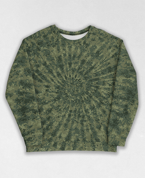 Tie-Dye-Camo Sweatshirt #0840. All over print, precision-cut, and hand-sewn. Super comfortable poly-cotton blend original Digital Camouflage designs by Dan Ellis vague.paris