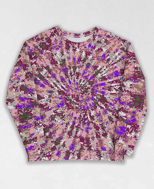 Tie-Dye-Camo Sweatshirt #0841. All over print, precision-cut, and hand-sewn. Super comfortable poly-cotton blend original Digital Camouflage designs by Dan Ellis vague.paris