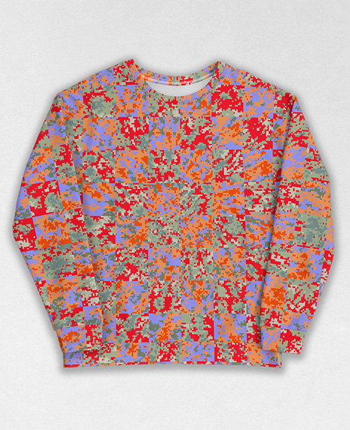 Tie-Dye-Camo Sweatshirt #0842. All over print, precision-cut, and hand-sewn. Super comfortable poly-cotton blend original Digital Camouflage designs by Dan Ellis vague.paris