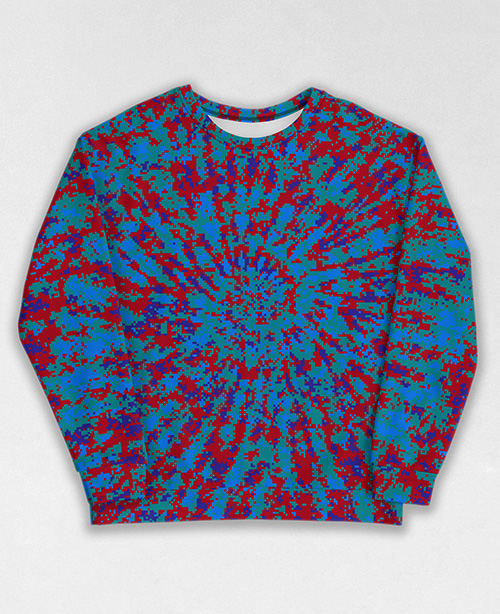 Tie-Dye-Camo Sweatshirt #0845. All over print, precision-cut, and hand-sewn. Super comfortable poly-cotton blend original Digital Camouflage designs by Dan Ellis vague.paris