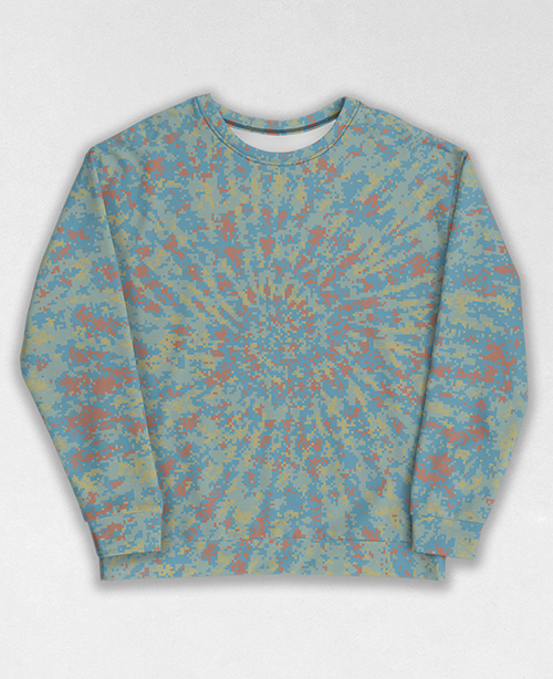 Tie-Dye-Camo Sweatshirt #0846. All over print, precision-cut, and hand-sewn. Super comfortable poly-cotton blend original Digital Camouflage designs by Dan Ellis vague.paris