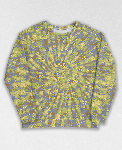 Tie-Dye-Camo Sweatshirt #0849. All over print, precision-cut, and hand-sewn. Super comfortable poly-cotton blend original Digital Camouflage designs by Dan Ellis vague.paris