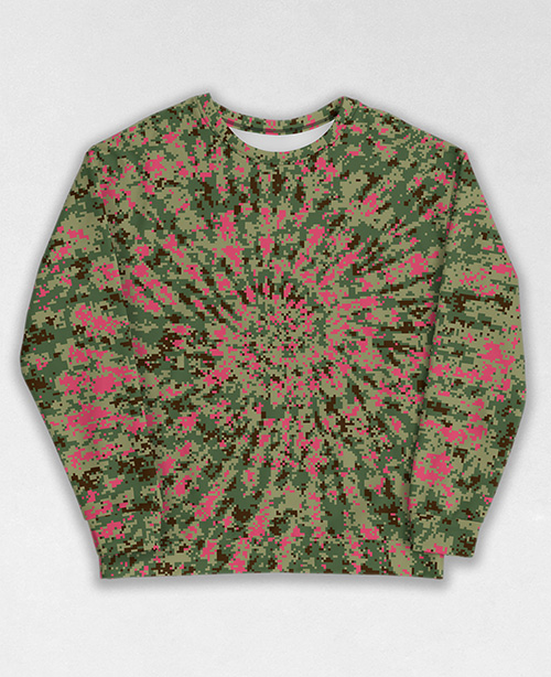 Tie-Dye-Camo Sweatshirt #0850. All over print, precision-cut, and hand-sewn. Super comfortable poly-cotton blend original Digital Camouflage designs by Dan Ellis vague.paris