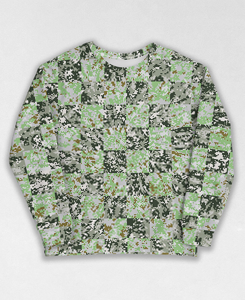 Tie-Dye-Camo Sweatshirt #0855. All over print, precision-cut, and hand-sewn. Super comfortable poly-cotton blend original Digital Camouflage designs by Dan Ellis vague.paris