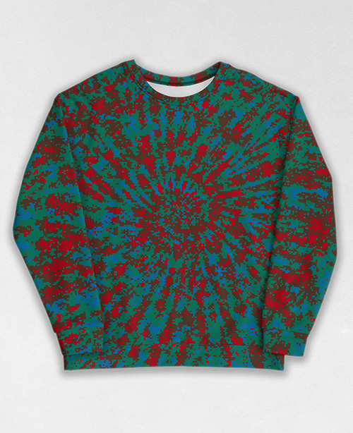 Tie-Dye-Camo Sweatshirt #0856. All over print, precision-cut, and hand-sewn. Super comfortable poly-cotton blend original Digital Camouflage designs by Dan Ellis vague.paris