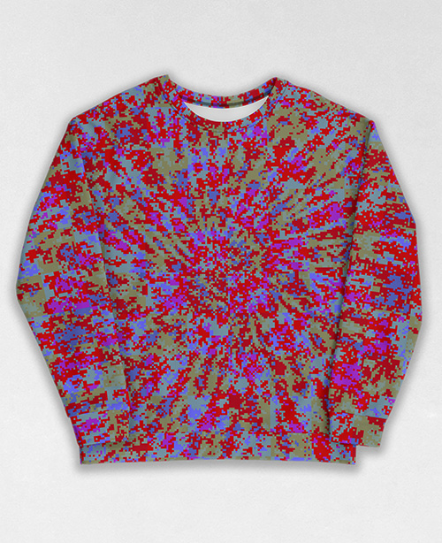 Tie-Dye-Camo Sweatshirt #0857. All over print, precision-cut, and hand-sewn. Super comfortable poly-cotton blend original Digital Camouflage designs by Dan Ellis vague.paris