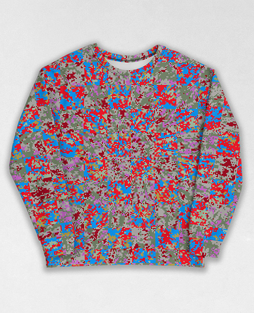 Tie-Dye-Camo Sweatshirt #0860. All over print, precision-cut, and hand-sewn. Super comfortable poly-cotton blend original Digital Camouflage designs by Dan Ellis vague.paris