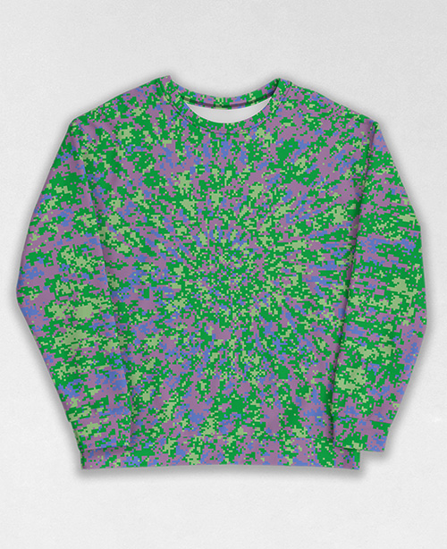 Tie-Dye-Camo Sweatshirt #0863. All over print, precision-cut, and hand-sewn. Super comfortable poly-cotton blend original Digital Camouflage designs by Dan Ellis vague.paris