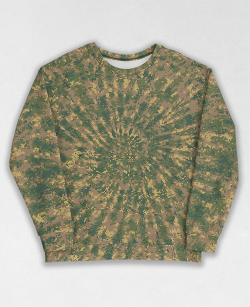 Tie-Dye-Camo Sweatshirt #0866. All over print, precision-cut, and hand-sewn. Super comfortable poly-cotton blend original Digital Camouflage designs by Dan Ellis vague.paris