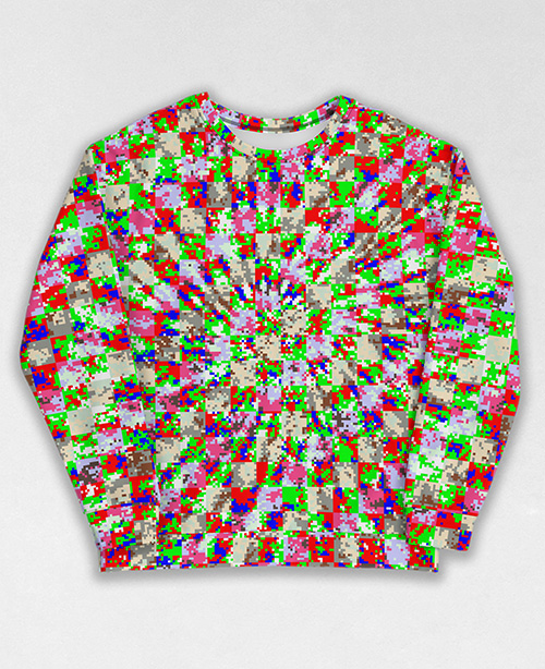 Tie-Dye-Camo Sweatshirt #0867. All over print, precision-cut, and hand-sewn. Super comfortable poly-cotton blend original Digital Camouflage designs by Dan Ellis vague.paris