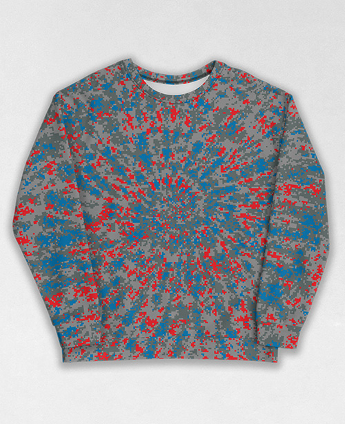 Tie-Dye-Camo Sweatshirt #0873. All over print, precision-cut, and hand-sewn. Super comfortable poly-cotton blend original Digital Camouflage designs by Dan Ellis vague.paris