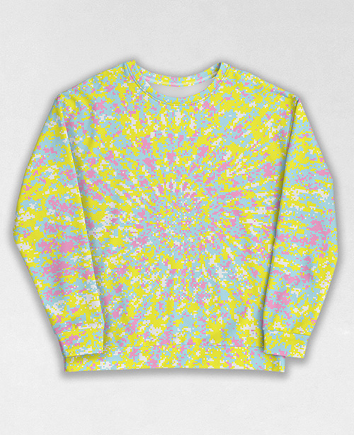 Tie-Dye-Camo Sweatshirt #0877. All over print, precision-cut, and hand-sewn. Super comfortable poly-cotton blend original Digital Camouflage designs by Dan Ellis vague.paris