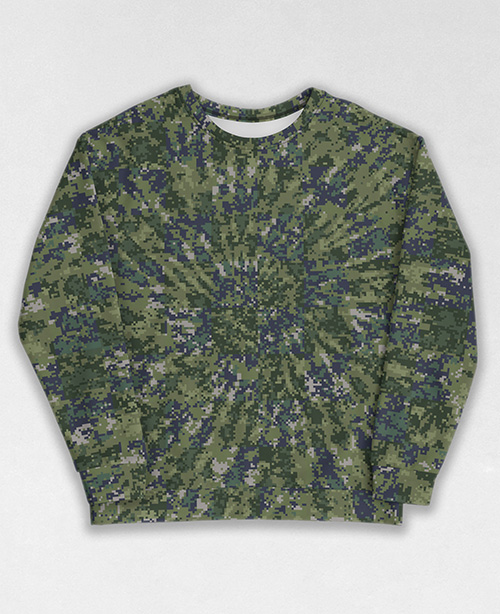 Tie-Dye-Camo Sweatshirt #0880. All over print, precision-cut, and hand-sewn. Super comfortable poly-cotton blend original Digital Camouflage designs by Dan Ellis vague.paris