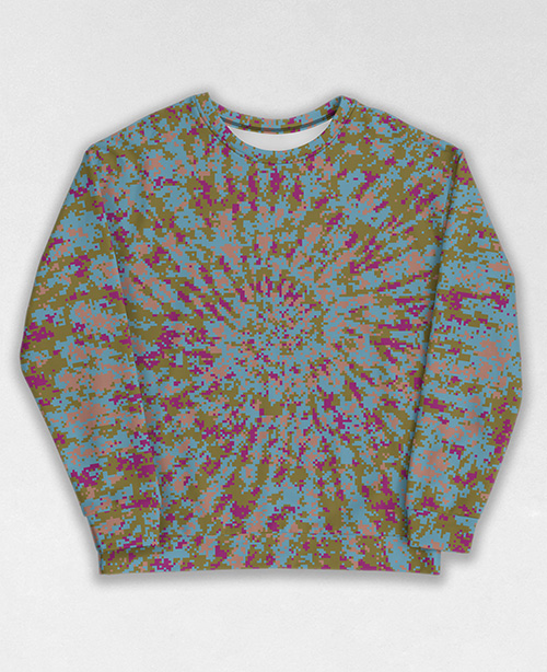 Tie-Dye-Camo Sweatshirt #0883. All over print, precision-cut, and hand-sewn. Super comfortable poly-cotton blend original Digital Camouflage designs by Dan Ellis vague.paris