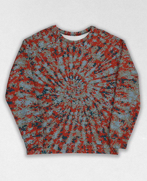 Tie-Dye-Camo Sweatshirt #0884. All over print, precision-cut, and hand-sewn. Super comfortable poly-cotton blend original Digital Camouflage designs by Dan Ellis vague.paris