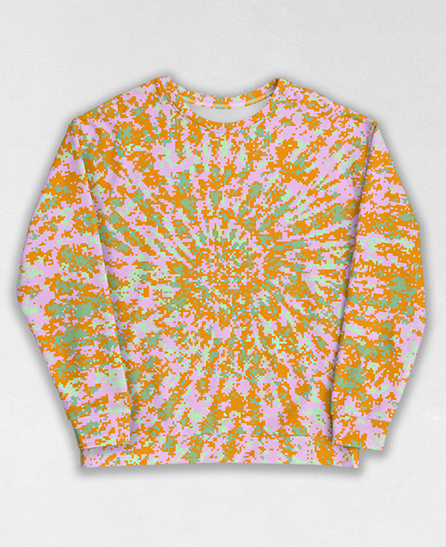 Tie-Dye-Camo Sweatshirt #0885. All over print, precision-cut, and hand-sewn. Super comfortable poly-cotton blend original Digital Camouflage designs by Dan Ellis vague.paris