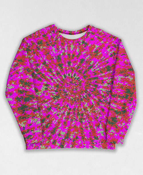 Tie-Dye-Camo Sweatshirt #0886. All over print, precision-cut, and hand-sewn. Super comfortable poly-cotton blend original Digital Camouflage designs by Dan Ellis vague.paris