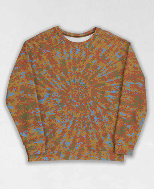 Tie-Dye-Camo Sweatshirt #0888. All over print, precision-cut, and hand-sewn. Super comfortable poly-cotton blend original Digital Camouflage designs by Dan Ellis vague.paris