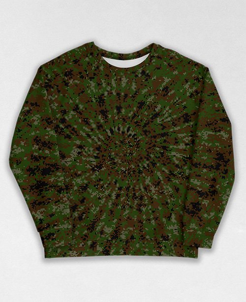 Tie-Dye-Camo Sweatshirt #0891. All over print, precision-cut, and hand-sewn. Super comfortable poly-cotton blend original Digital Camouflage designs by Dan Ellis vague.paris