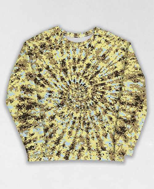 Tie-Dye-Camo Sweatshirt #0892. All over print, precision-cut, and hand-sewn. Super comfortable poly-cotton blend original Digital Camouflage designs by Dan Ellis vague.paris