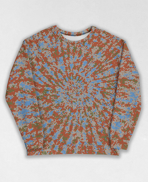 Tie-Dye-Camo Sweatshirt #0893. All over print, precision-cut, and hand-sewn. Super comfortable poly-cotton blend original Digital Camouflage designs by Dan Ellis vague.paris