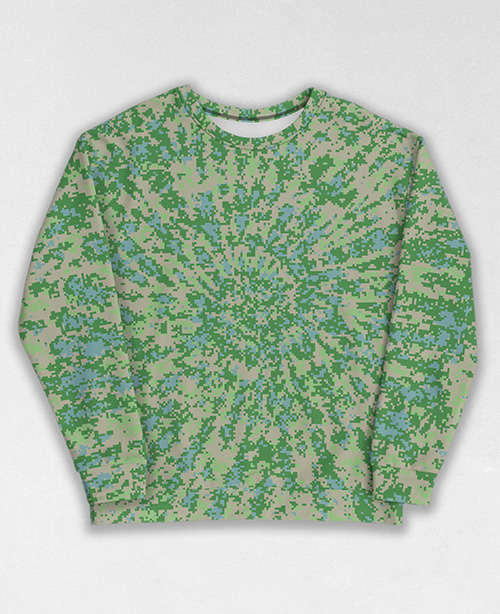 Tie-Dye-Camo Sweatshirt #0895. All over print, precision-cut, and hand-sewn. Super comfortable poly-cotton blend original Digital Camouflage designs by Dan Ellis vague.paris