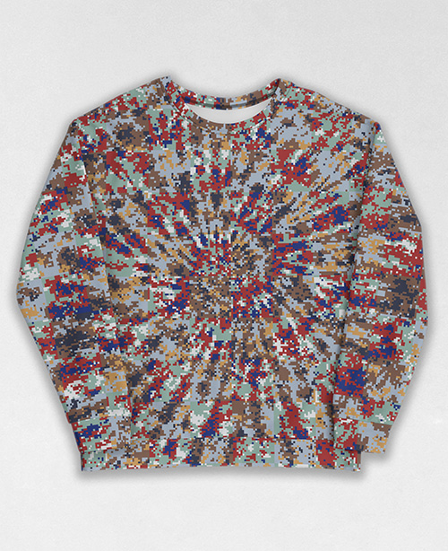 Tie-Dye-Camo Sweatshirt #0896. All over print, precision-cut, and hand-sewn. Super comfortable poly-cotton blend original Digital Camouflage designs by Dan Ellis vague.paris