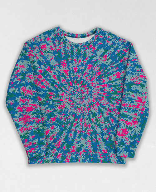 Tie-Dye-Camo Sweatshirt #0897. All over print, precision-cut, and hand-sewn. Super comfortable poly-cotton blend original Digital Camouflage designs by Dan Ellis vague.paris