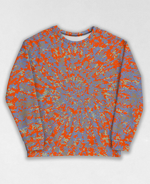 Tie-Dye-Camo Sweatshirt #0899. All over print, precision-cut, and hand-sewn. Super comfortable poly-cotton blend original Digital Camouflage designs by Dan Ellis vague.paris