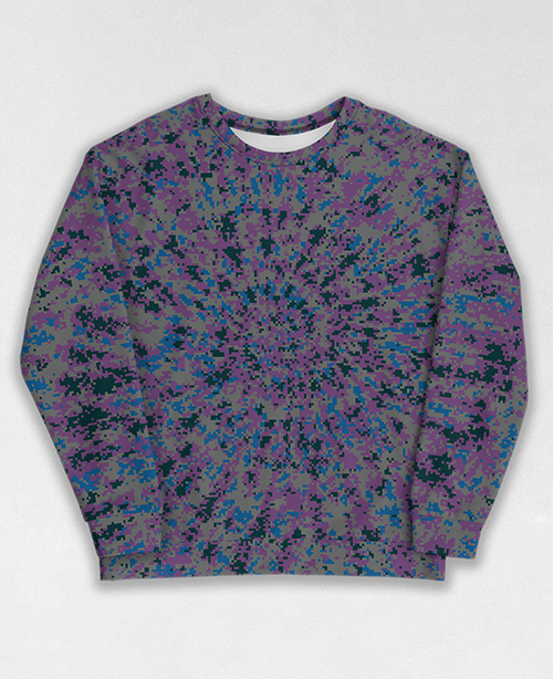 Tie-Dye-Camo Sweatshirt #0900. All over print, precision-cut, and hand-sewn. Super comfortable poly-cotton blend original Digital Camouflage designs by Dan Ellis vague.paris