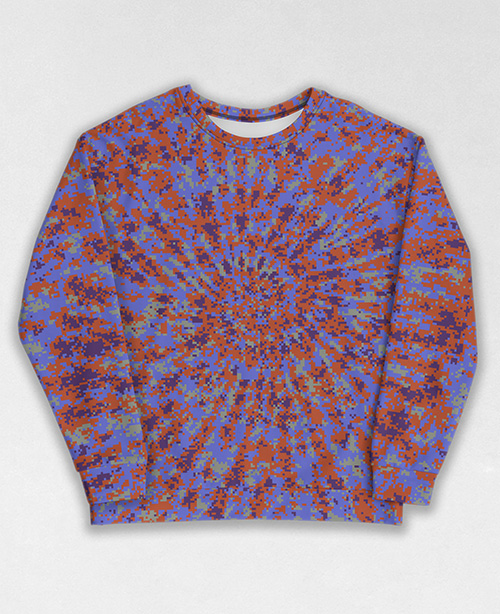 Tie-Dye-Camo Sweatshirt #0901. All over print, precision-cut, and hand-sewn. Super comfortable poly-cotton blend original Digital Camouflage designs by Dan Ellis vague.paris