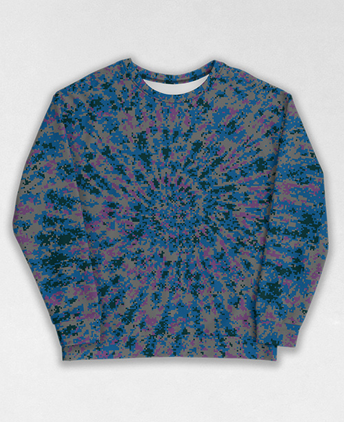 Tie-Dye-Camo Sweatshirt #0904. All over print, precision-cut, and hand-sewn. Super comfortable poly-cotton blend original Digital Camouflage designs by Dan Ellis vague.paris